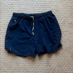 Smartwool Men's Navy Athletic Shorts with Yellow Drawstring